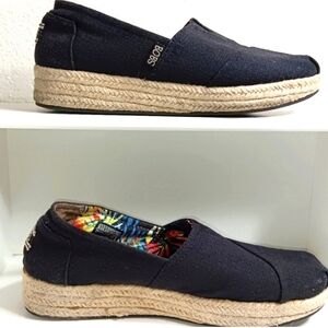 Bob's from Skechers Black Slip-on Memory Foam Espadrilles Size 9.5